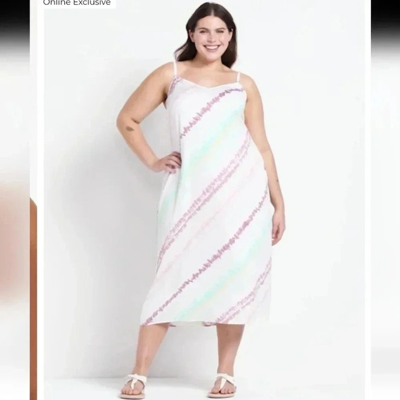 Lane Bryant Colorful Tie Dye Slip Dress Size 26 NWT - Picture 2 of 13